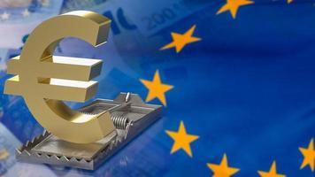 The gold symbol euro  on rat trap business concept 3d rendering photo