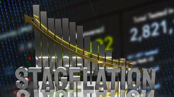 The stagflation  text on chart for business concept 3d rendering photo