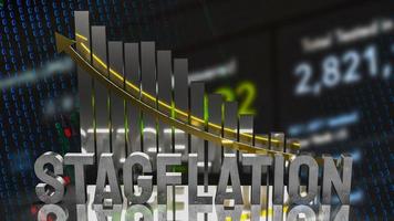el texto de estanflación en el gráfico para la representación 3d del concepto de negocio foto