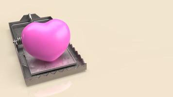 pink heart  on trap for abstract concept 3d rendering photo