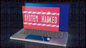 The laptop  on digital background for system hacked for technology concept 3d rendering photo