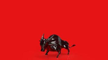 The black bull on red background for business concept 3d rendering photo