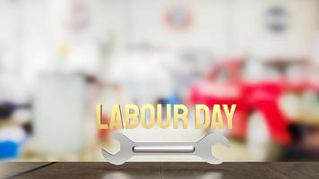 The labour day word and wrench for holiday concept 3d rendering photo