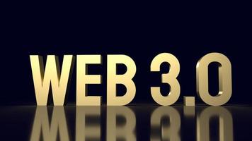 The Web 3.0 golden text on business background  3d rendering photo