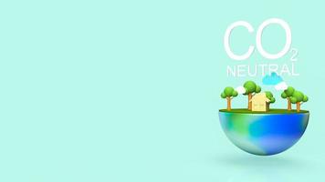 co2 neutral  text and earth for ecology concept 3d rendering photo