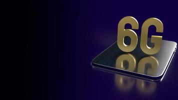 The gold 6g on tablet for technology communications concept 3d rendering photo