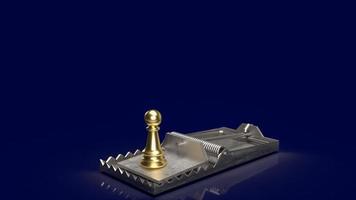 gold chess on trap for business  concept 3d rendering photo