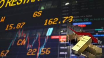 The gold bar and chat arrow down on business background  3d rendering photo