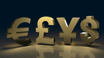 The gold money symbol on black background for business concept 3d rendering photo
