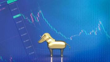 gold unicorn on business background  3d rendering photo