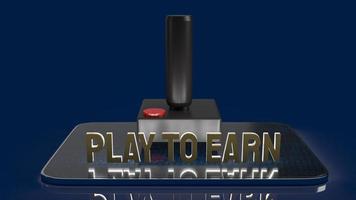 The joystick and play to earn text for game nft or technology  concept 3d rendering photo