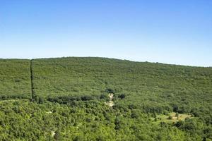 vista del valle verde. hermoso paisaje de verano. cielo y verdor. foto