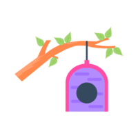 Bird House Hanging of a Branch, Flat Design Style png