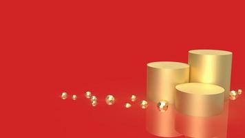 The gold podium on red background for showcase or present concept 3d rendering photo