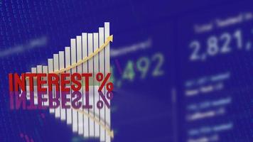 The red interest text and chart on business background 3d rendering photo