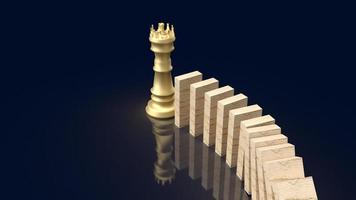 The king chess and  wood domino for business concept 3d rendering photo