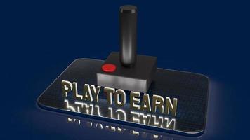 The joystick and play to earn text for game nft or technology  concept 3d rendering photo