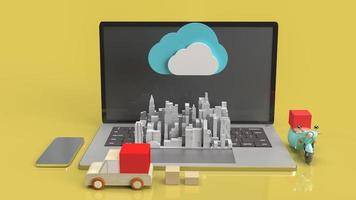 The cloud and technology equipment for CLOUD COMPUTING content 3d rendering. photo