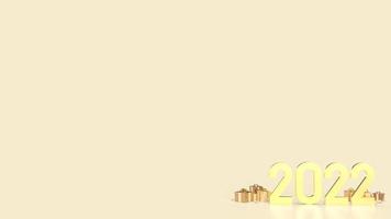 gold 2022 on red background for new year  concept 3d rendering photo