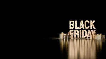 Black Friday gold text and gift boxes for offer or promotion shopping concept  3d rendering photo