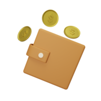 3d pengar ikon mynt plånbok png
