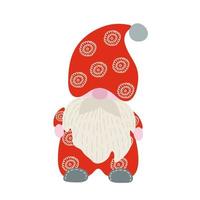 Cute little colorful gnome Christmas fancy creature simple cartoon vector illustration, flat design for winter holidays greeting cards, invitations, banners, Santa Claus fairy helper