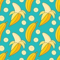 Painted seamless background with banana, abstract repeating pattern. banana pattern. For paper, cover, fabric, healthy food background, gift wrapping, wall art, interior decor. Illustration of food. vector