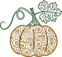 Vector illustration of a pumpkin with a beautiful ornament. Autumn illustration for Halloween.Logo, fashion illustrations, magazines, printing on clothes, advertising, coloring books, tattoo sketches.