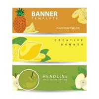 Healthy food banners set.Fresh fruit and vegetable.Vector illustration with vegetable and fruit vector