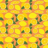 Seamless Lemon pattern with tropic fruits, leaves. Seamless pattern texture design. vector