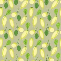chayote flat design seamless pattern. Vector illustration of art. Vintage background. Kitchen and restaurant design for fabrics, paper