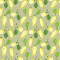 chayote flat design seamless pattern. Vector illustration of art. Vintage background. Kitchen and restaurant design for fabrics, paper