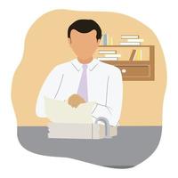 Asian business people reading book in office character vector design.