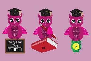 back to school with owl character vector