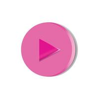 3d social media playing video in background. Round pink play button to start multimedia with colorful video concept, audio playback. vector