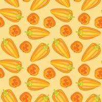 Seamless pattern with bell peppers. Ripe and bright pepper on a white background. vector