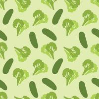 broccoli and cucumber pattern. Fruit and vegetable vector. Seamless pattern texture design. vector