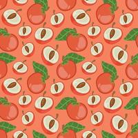 fresh peach fruit seamless pattern. Seamless pattern texture design. vector
