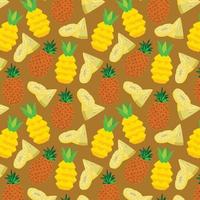 Seamless pineapple pattern on white background with orange slices. Seamless pattern texture design. vector