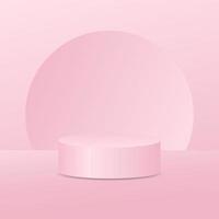 blank pink podium for outstanding luxury product advertising display on pink background vector