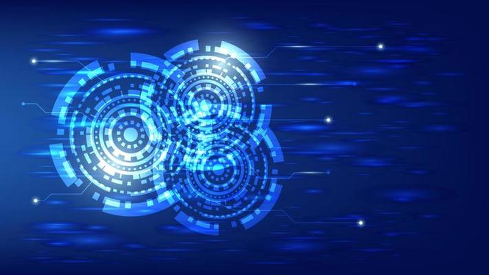 abstract futuristic innovation technology background concept. virtual glowing blue light Hi-tech circle digital HUD screen for modern graphic design