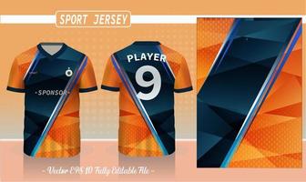 Soccer jersey pattern design. Geometric pattern on orange background for soccer kit, football kit, bicycle, e-sport, basketball, t-shirt mockup template. Fabric pattern. Abstract background. Vector. vector