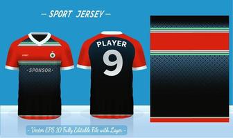 T-shirt sport template design for soccer jersey, football kit fot basketball, badminton jersey. Sport uniform in front and back view. Sport shirt mock up for sport club. Vector Illustration.