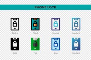Phone Lock icon in different style. Phone Lock vector icons designed in outline, solid, colored, filled, gradient, and flat style. Symbol, logo illustration. Vector illustration