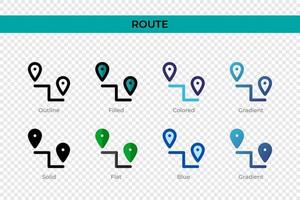 Route icon in different style. Route vector icons designed in outline, solid, colored, filled, gradient, and flat style. Symbol, logo illustration. Vector illustration