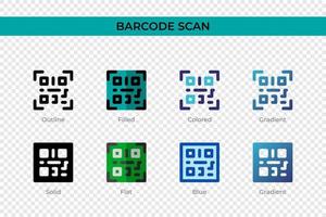 Barcode Scan icon in different style. Barcode Scan vector icons designed in outline, solid, colored, filled, gradient, and flat style. Symbol, logo illustration. Vector illustration