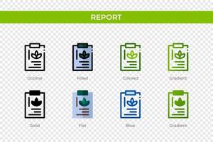 Report icon in different style. Report vector icons designed in outline, solid, colored, filled, gradient, and flat style. Symbol, logo illustration. Vector illustration