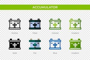 Accumulator icon in different style. Accumulator vector icons designed in outline, solid, colored, filled, gradient, and flat style. Symbol, logo illustration. Vector illustration