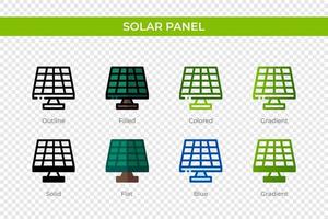 Solar panel icon in different style. Solar panel vector icons designed in outline, solid, colored, filled, gradient, and flat style. Symbol, logo illustration. Vector illustration