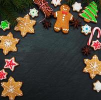 Christmas ginger and honey colorful cookies photo